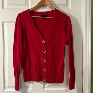 Red v-neck cardigan